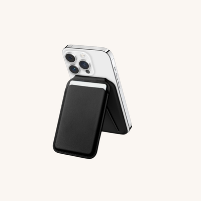 Slim Wallet & Phone stand in Black