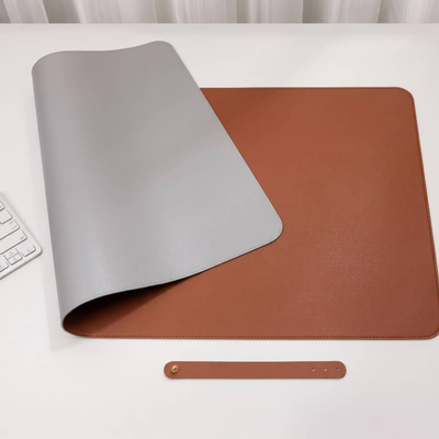 Grey + Brown desk mat