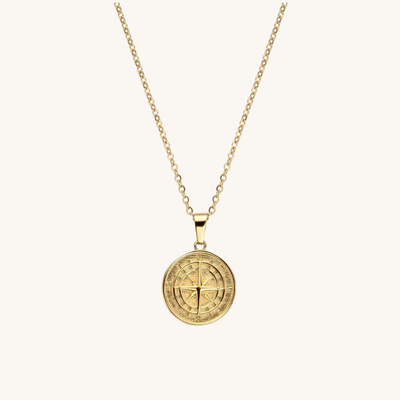 Compass Gold Necklace With Chain