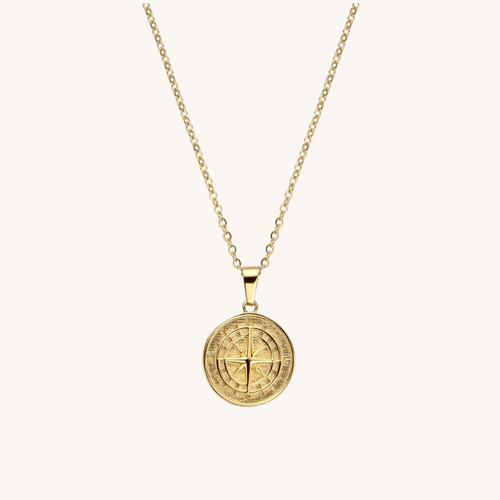 Compass Gold Necklace With Chain