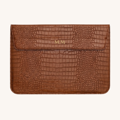Croc Laptop sleeve in Tan