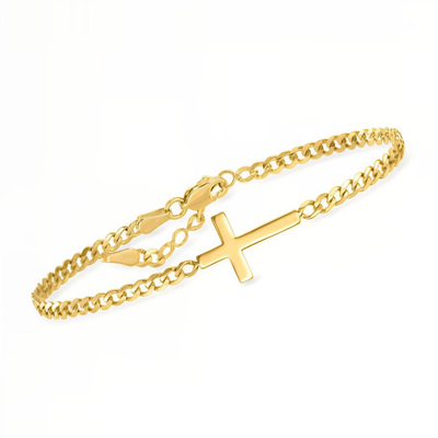 Cuban Cross 3mm Bracelet Gold