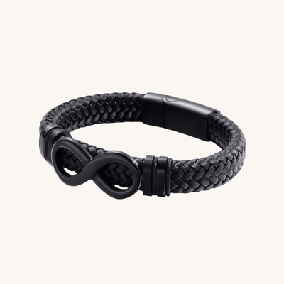 Black Infinity Leather Bracelet