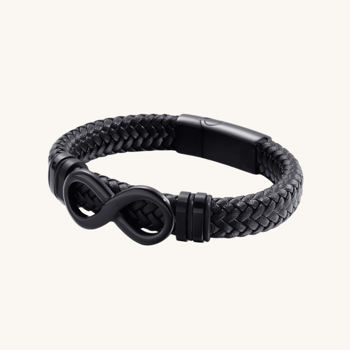 Black Infinity Leather Bracelet