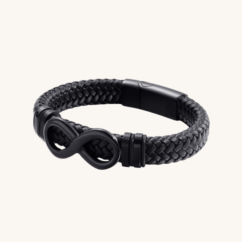 Black Infinity Leather Bracelet