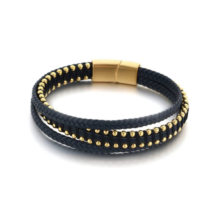 braided Leather Bracelet in blue