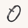 Twist Rope Cross Bracelet in Black