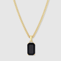 Gold Black Onyx Pendant With Chain