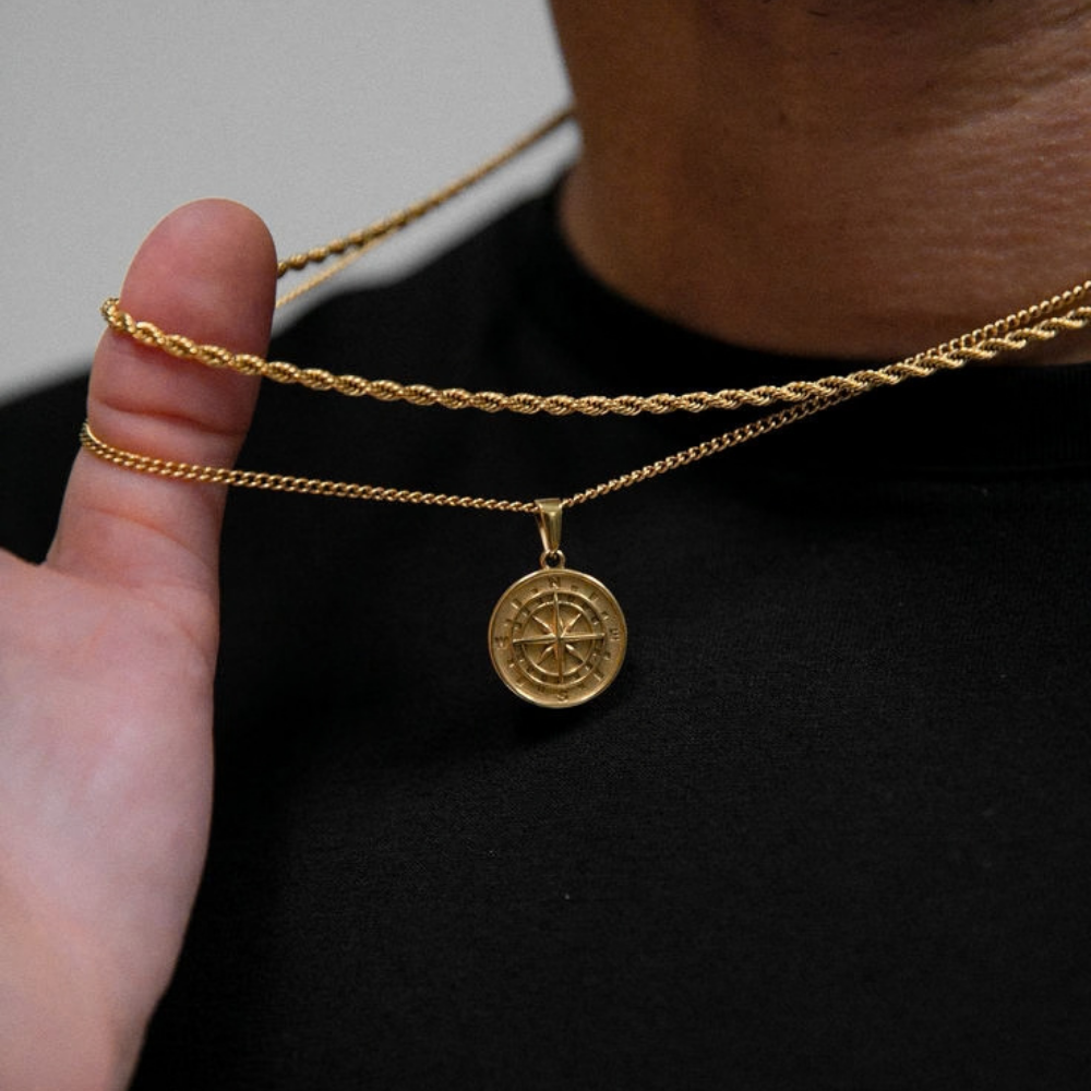 Gold Compass chain  + Rope chain set